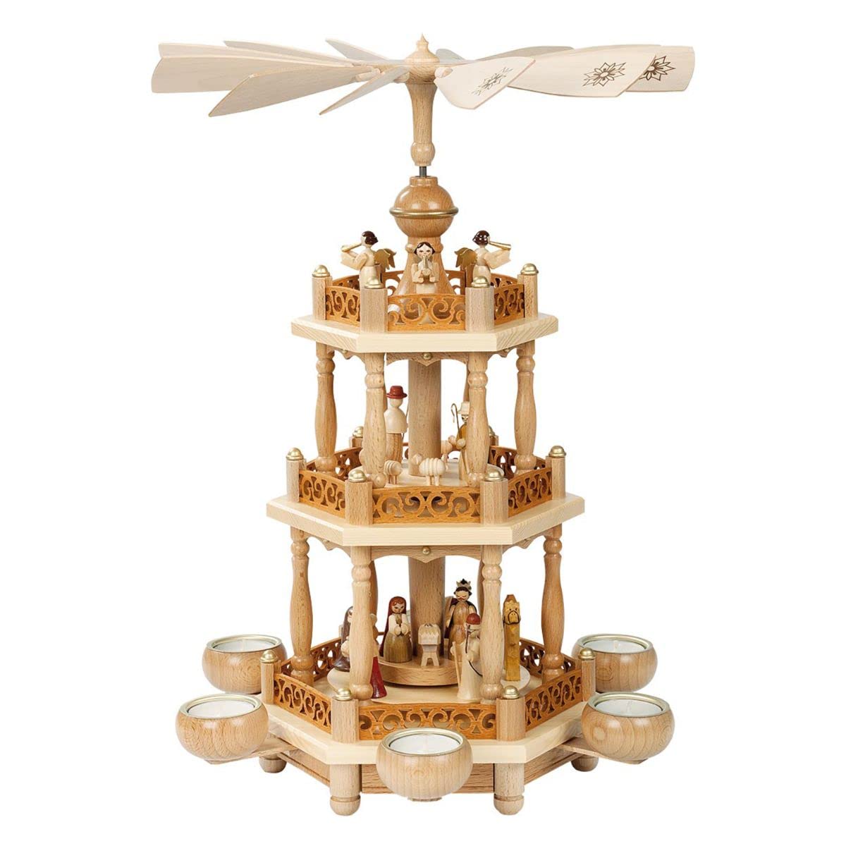 Alexander Taron 16702 Richard Glaesser Pyramid3 tiersNativity17.5 H W x 11.5, Brown
