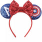 CLGIFT Princess Minnie Ears,Pick your color, Flower Minnie Ears, Floral minnie ears, Purple Sparkle Mouse Ears (Avengers)
