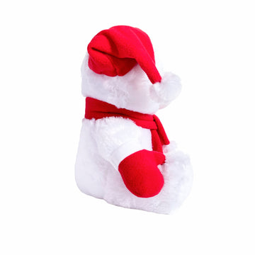 Kinrex Christmas Stuffed Animal – White Santa Teddy Bear Plush Stuff Toy, Holiday Animals Bears With Red Hat, Scarf & Gloves, Gift Toys For Kids & Adults, Measures 11.81” / 30 Cm.