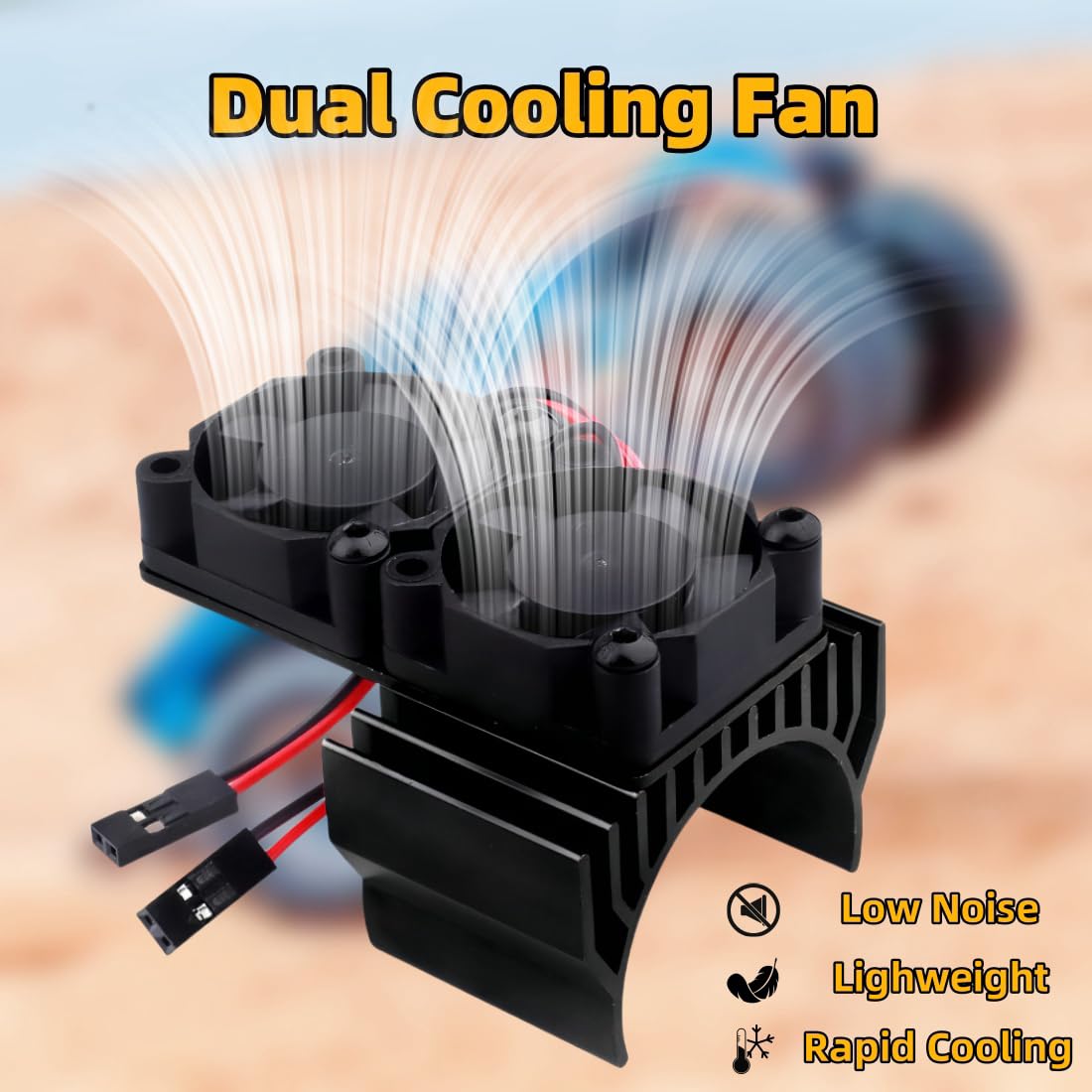 VXL-3s ESC Cooling and Motor Cooling Fan Dual Fan Set,Compatible with 1/10 Traxxas Slash 4  4 VXL Rustler 4X4 Stampede 4X4 Hoss