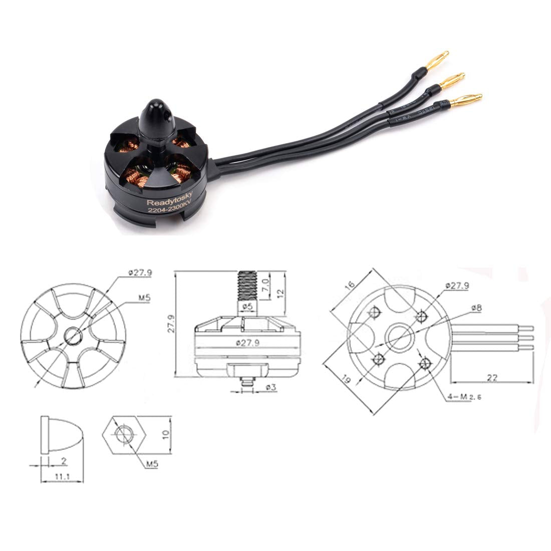 Readytosky MT2204 2300KV Brushless Motor 2-3S for RC QAV210 250 280 FPV Racing Drone Quadcopters(4PCS)