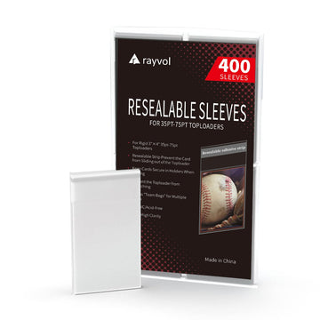 Rayvol Top Loader Sleeves - Resealable Team Bags For 35-75Pt Rigid Toploader Card Holders (400Pcs)