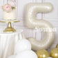 Suwen 40 Inch Cream White Large 5 Number Balloons Big Foil Helium Number Balloons 0-9 Jumbo Happy 5Th Mylar Birthday Party Decor