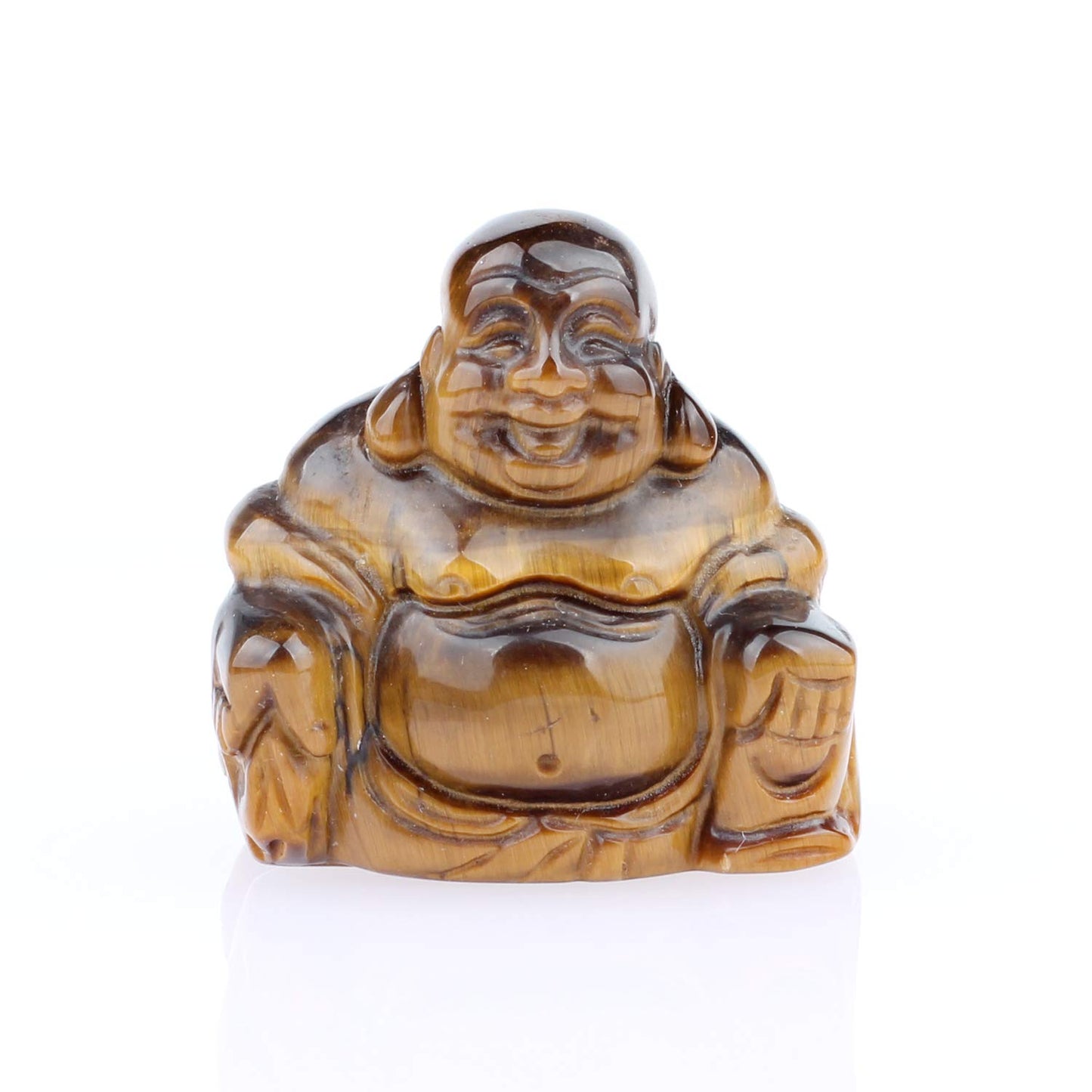 Ywg Stone Yellow Tiger Eye Healing Crystal Gemstone Carved Laughing Happy Buddha Feng Shui Figurines Wealth And Good Luck 1.5''
