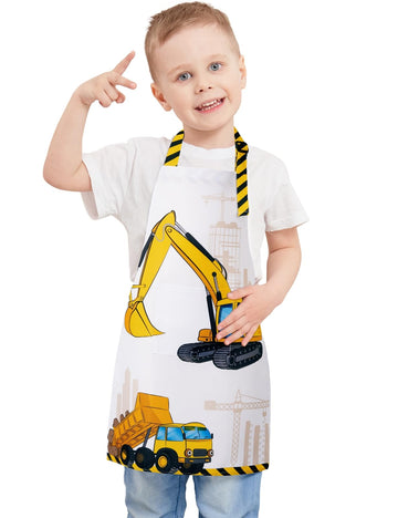 Wernnsai Kids Aprons For Boys - Truck Toddler Apron For Kids Paint Art Smock Waterproof Cooking Baking Painting Gardening Artist Chef Apron For Kids Age 2-5 Years