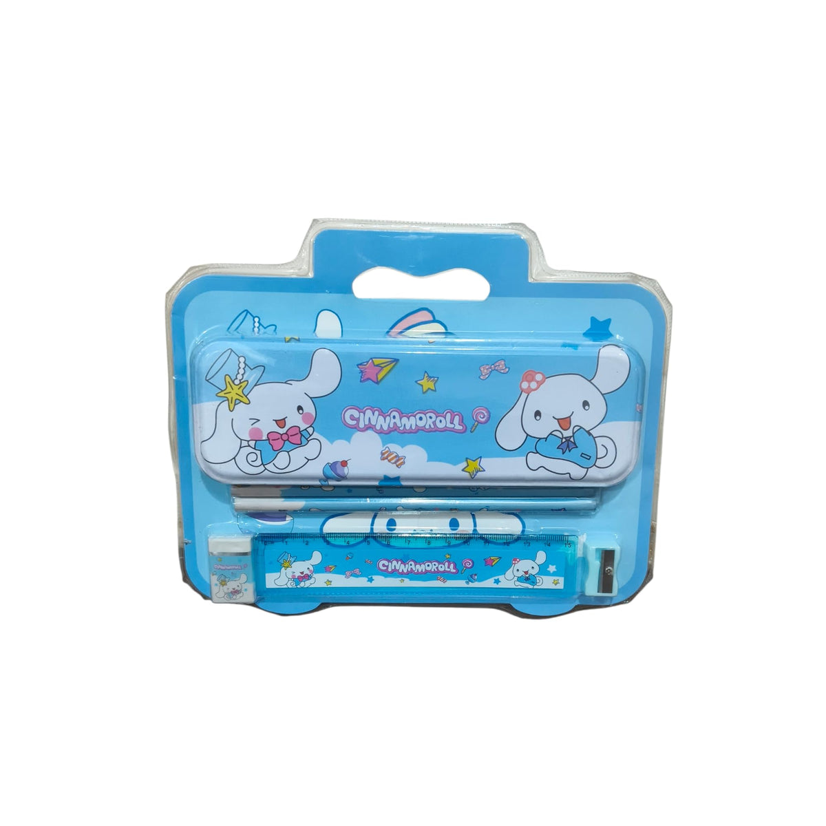 Salasaronix Cinnamoroll Stationery Set With Pencil Case, Ruler, Eraser And Sharpener, Blue, Pack Of 01 Set