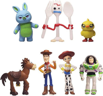 Nlieopda 7 Pack Toy Anime Story Figurines,Woody Toy Anime Story Doll,Buzz Anime Lightyear Toy,Pvc Toy Anime Story Toys Figures S
