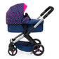 Bayer Design 17054Aa Combi Dolls Pram Xeo, Stroller, Height-Adjustable Handle, Convertible, Bag, Blue With Unicorn And Hearts