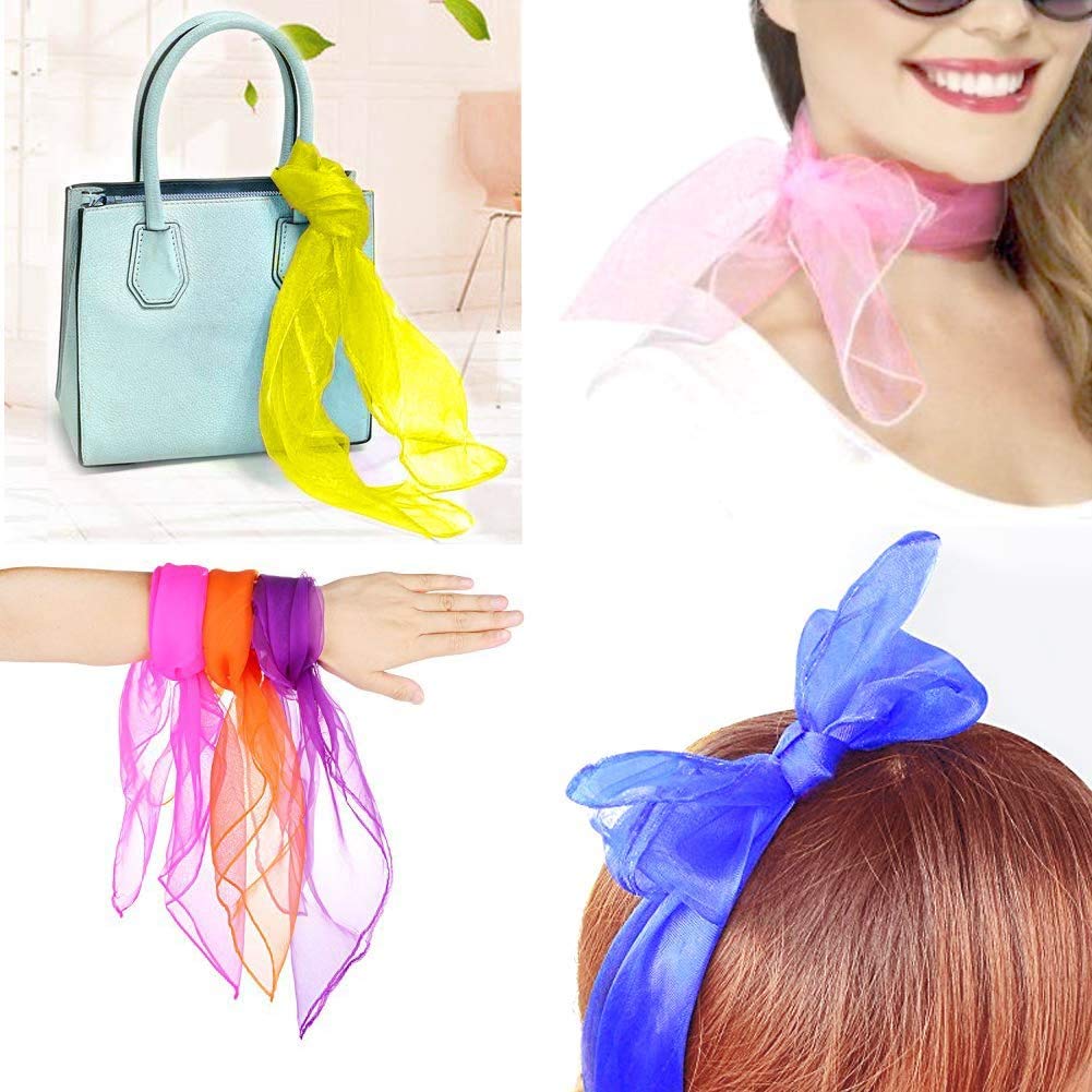 Colovis Square Dance Scarves - 24 Pcs Silk Juggling Scarves, 24x24 Inches, 12 Colors, Model 826-dc-3