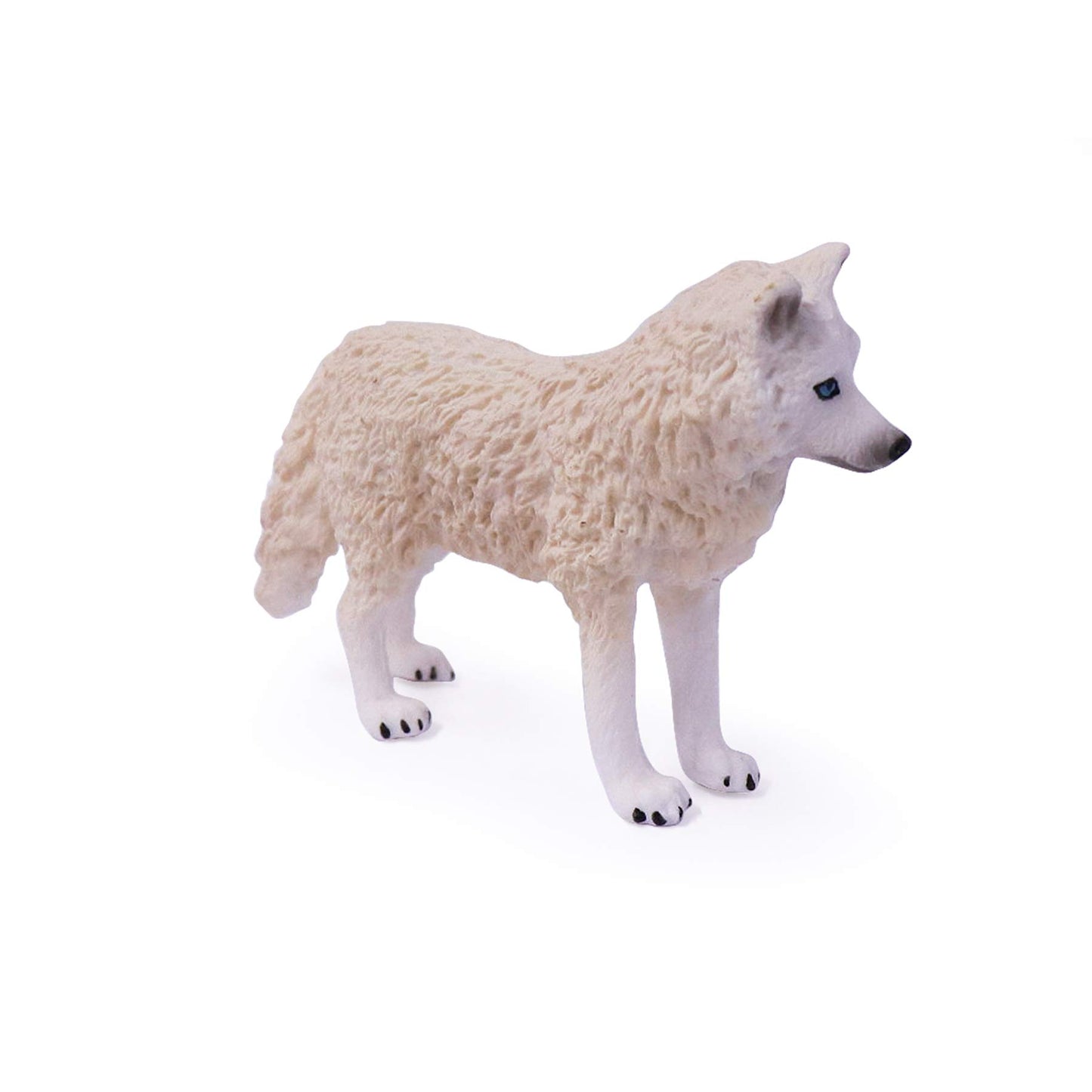 Uandme 4Pcs Wolf Toy Figurines Set Arctic Wolf Animal Figures White Wolf Family Cake Topper Toy Gift For Kids (White)