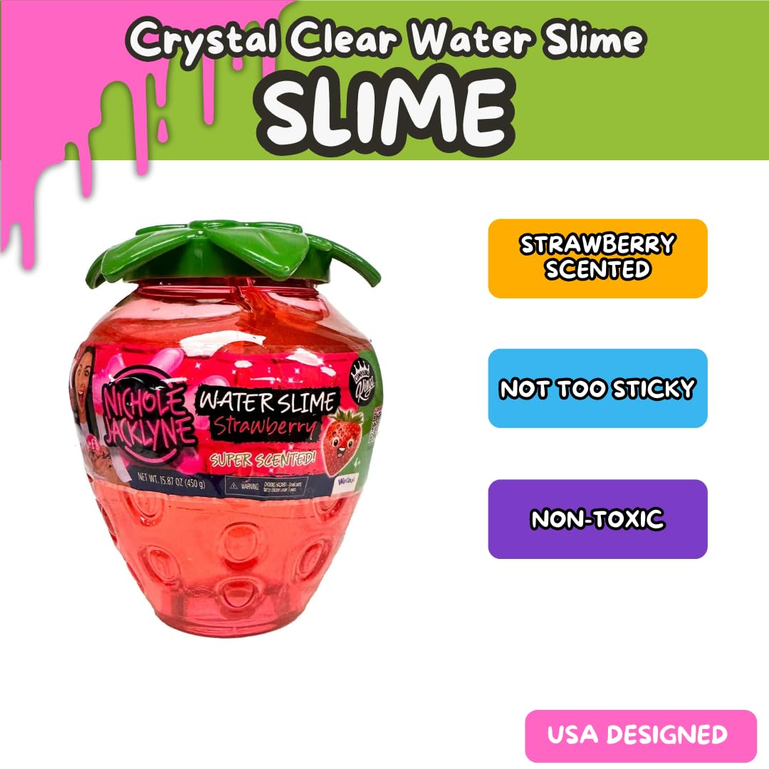 Nichole Jacklyne Strawberry Scented Water Slime Kids Toy, Non-Sticky Sensory Gift For Boys And Girls, Stress Relief Slime Party