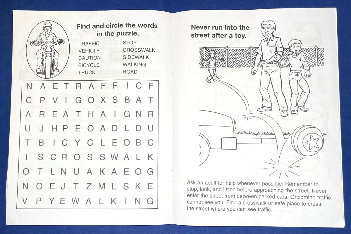 ZOCO - Traffic Safety Awareness - Educational Coloring Books (50 Bulk Pack, Without Crayons) - Road, Bike Safety - Games, Puzzle