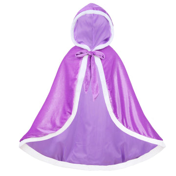 Century Star Girl Fur Princess Cape With Hood Girls Cloak For Little Girls Christmas Purple 3-4 Years