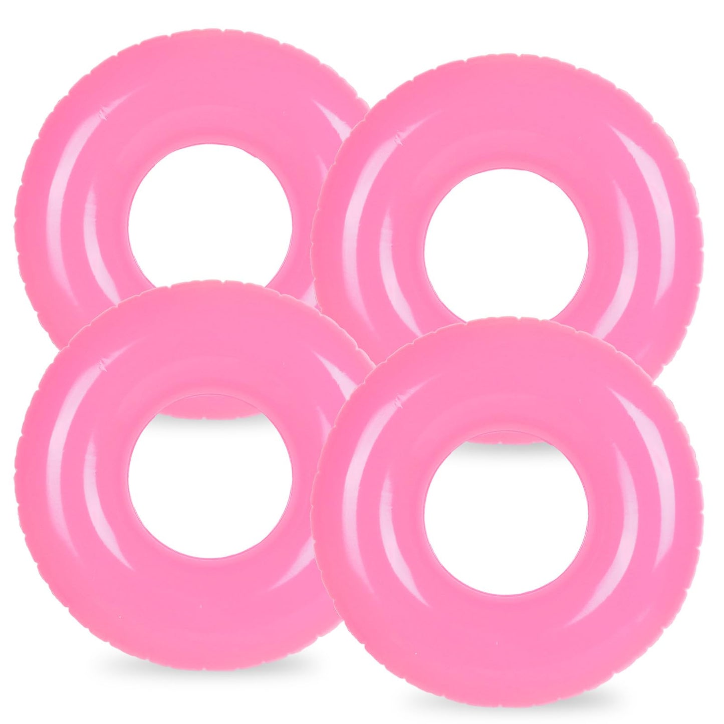 Whaline 4Pcs Pink Inflatable Pool Float Toy Swim Tube Ring Pool Tube for Teen Boy Girl Outdoor Summer Swimming Pool Beach Party Favor Supplies