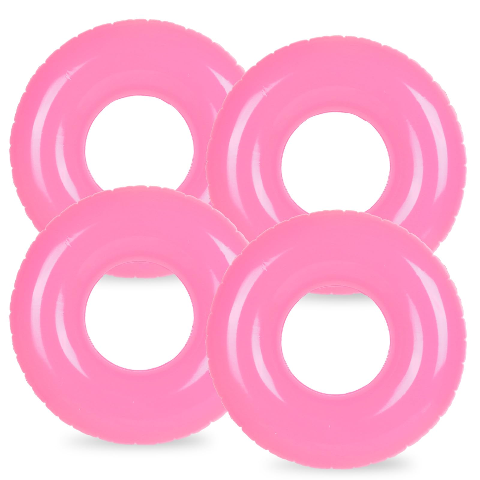Whaline 4Pcs Pink Inflatable Pool Float Toy Swim Tube Ring Pool Tube for Teen Boy Girl Outdoor Summer Swimming Pool Beach Party Favor Supplies