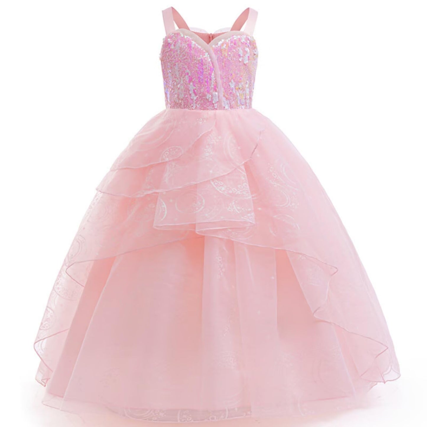 Szytypyl Wicked Glinda Costume for Girls Witch Pink Sequins Tulle Dress Up