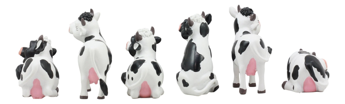 Gifts & Decor Ebros Set Of 6 Whimsical Cute Bovine Cows Figurines Cattle Cow Animal Collectibles Countryside Farm Meadows Pasture Cow Statues