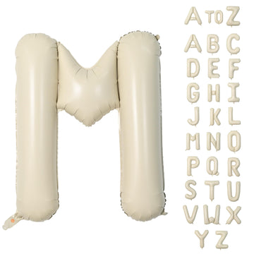 Biapian 40 Inch Letter M Balloons, Giant Cream M Foil Balloon, Big Single Alphabet A-Z Balloons, Beige Large Aluminum M Balloons