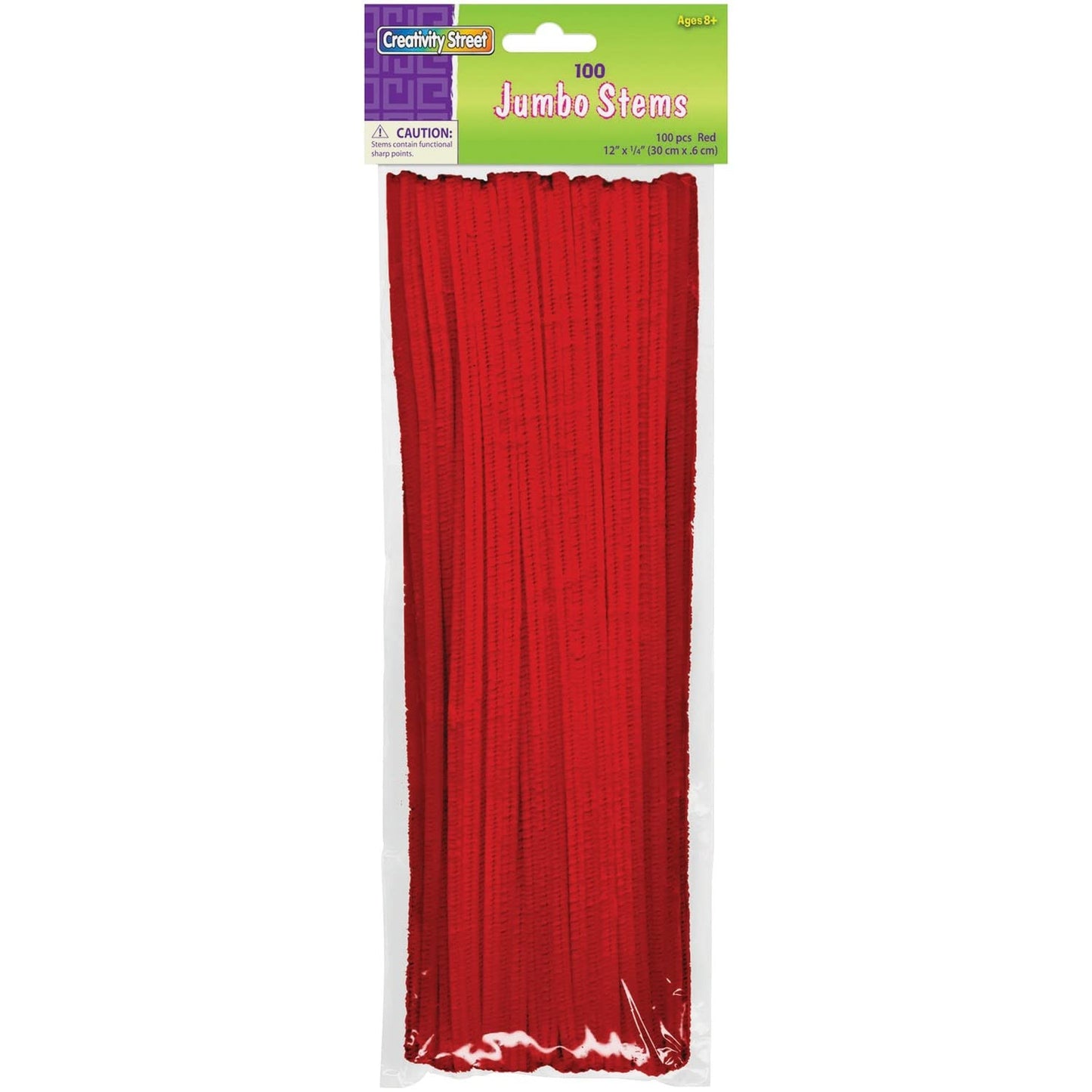 Creativity Street Jumbo Bendable Stem, 12-in. x 6-mm, Red 600 per Bag