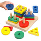 Nm Fashion Lifestyle Wooden Geometric Shape Puzzle Board For Kids,Colourful Blocks, Educational Toy For Toddlers (Square 4 Color
