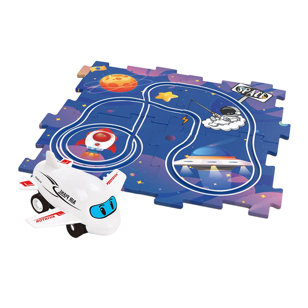 ILSMYSUTRA Puzzle Track Car Play Set Jigsaw for Kids Ages 3+ Xmas Present Toddlers Toys Space Theme