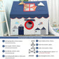 YOIKO Kids Tent Indoor Playhouse with Star String Lights, 50.4" x 47.3", PVC, Model YK_PT_002, Blue, Colorful Accessories Included