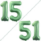 Goer Number 15 Balloons For 15Th Birthday Sweet 15 Party Decorations,42 Inch Jumbo Foil Helium 51 Balloons For 51St Birthday Party Decoration (Sage Green)