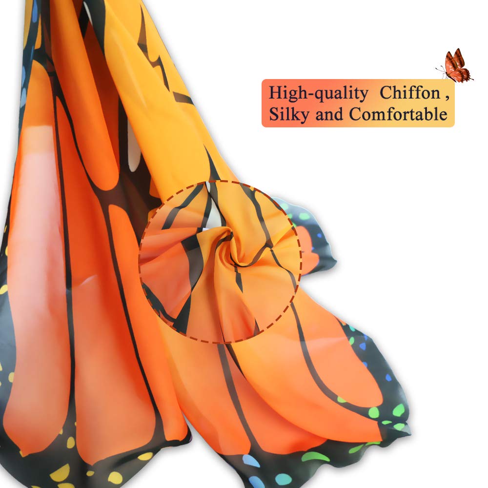 D.Q.Z Christmas Costumes Kids Monarch Butterfly-Wings For Girls Fairy Wings With Antenna Headband Mask Party Favors (Orange)