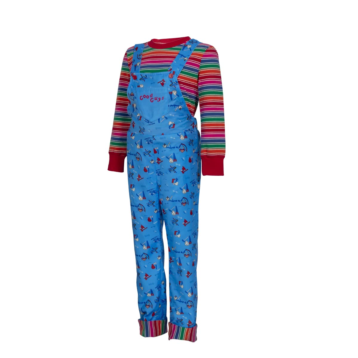 Loketa Kids Boys Girls Costume Halloween Rainbow Stripe Jumpsuit Good Guys Doll Cosplay Overall (110(3-4Years))