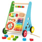 HONEY JOY Baby Push Walker, Wooden Infant Walker Activity Center with Shape Sorter, Develop Motor Skills & Creativity, Push Toys