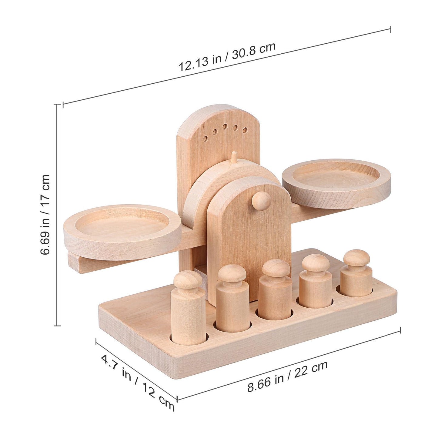 Wooden Balance Scale Toy Set for Kids - Educational Math Balance Beam with Pan Scale - Stem Learning Toy for Preschoolers and To