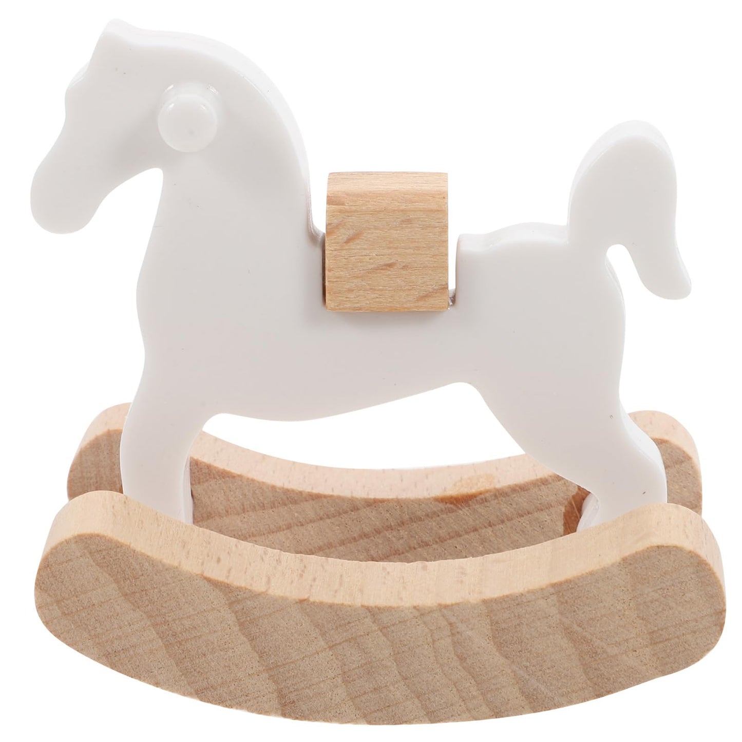 Abaodam Small Wooden Horse Toy Rocking Chair Mini Wooden Rocking Horse Figurine Desktop Ornament Doll House Rocking-Horse Mini C