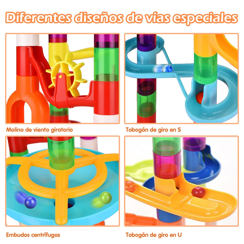 166 Pcs Marble Run, Upgraded Marbles Run Kit For Kids Stem Toys With Glow Marbles, Beginner Marble Race Track Set With Colorful