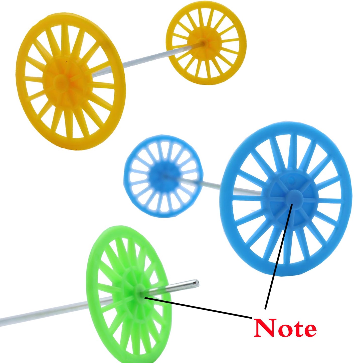 Delinx 60Pcs Plastic Project Wheels With 2 Mm Hole And 30 Pcs Shaft Rods,100 Mm Round Rod Axles For Science Engineering Car Stem