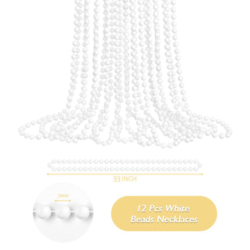 ZZYFGH 33'' 7mm St Patricks Day Beads Necklace, White Bead Necklace Bulk, Mardi Gras Round Beaded Necklaces for Party Favors Cos