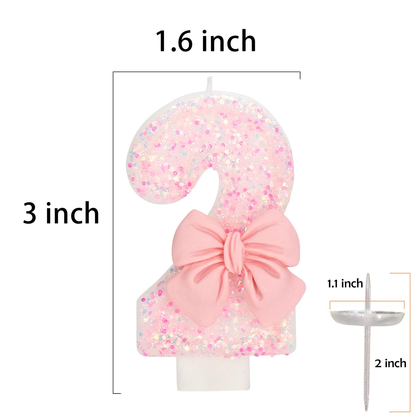 ElekFX 27th Birthday Candles for Cake, Pink Bow Number Cake Candles, 2.76 inch Number Happy Birthday Candle, Cake Topper Decorat