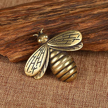 Acxico 1Pcs Brass Retro Bee Figurine Small Bee Statue Ornament House Animal Figurines Gift