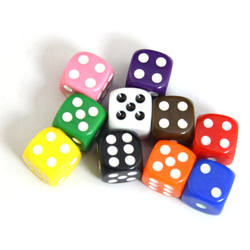 SmartDealsPro 10-Pack Opaque D6 Six Sided 16mm Dice Die for DND, MTG, RPG, Tenzi, Yahtze, Bunco, Table Borad Games, Math Teachin