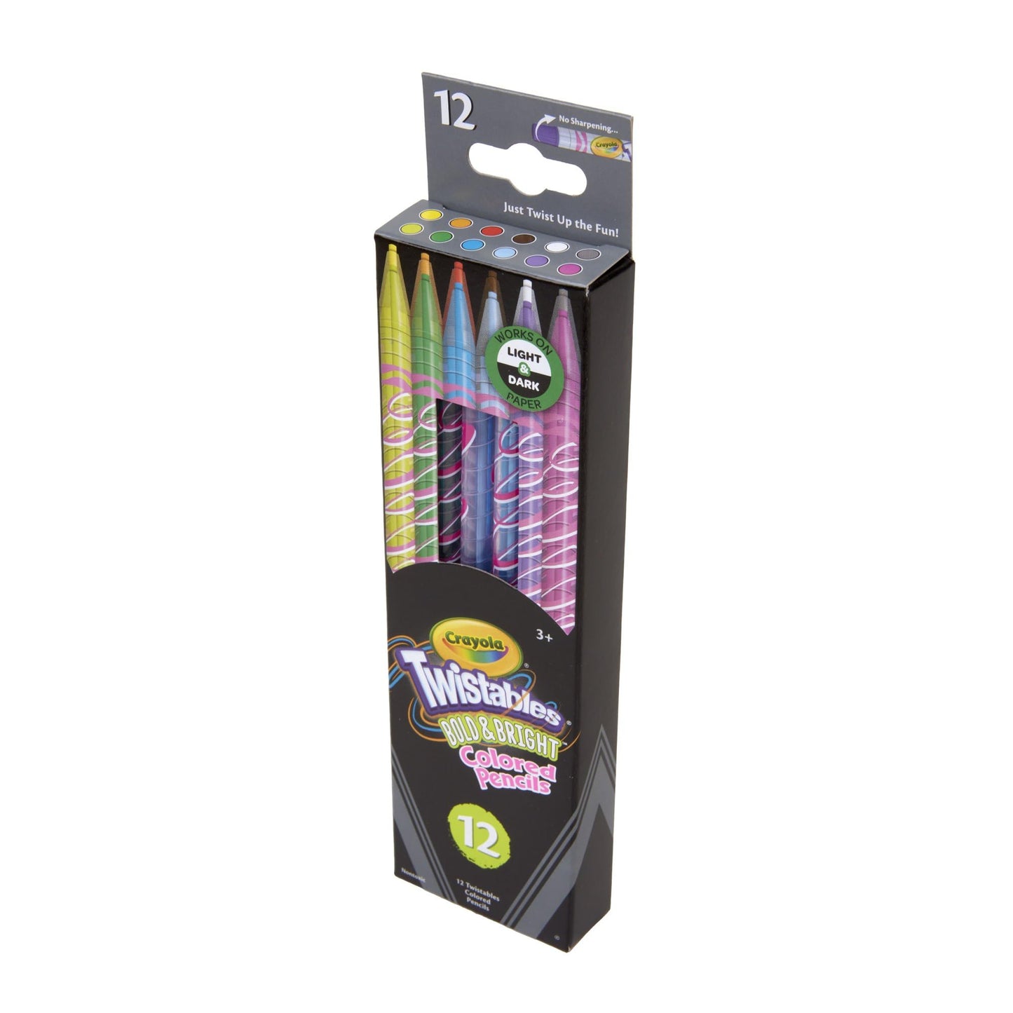 Crayola Erasable Twistable Colored Pencils, 12 Count, Multicolor, Plastic, Model CY68-2451