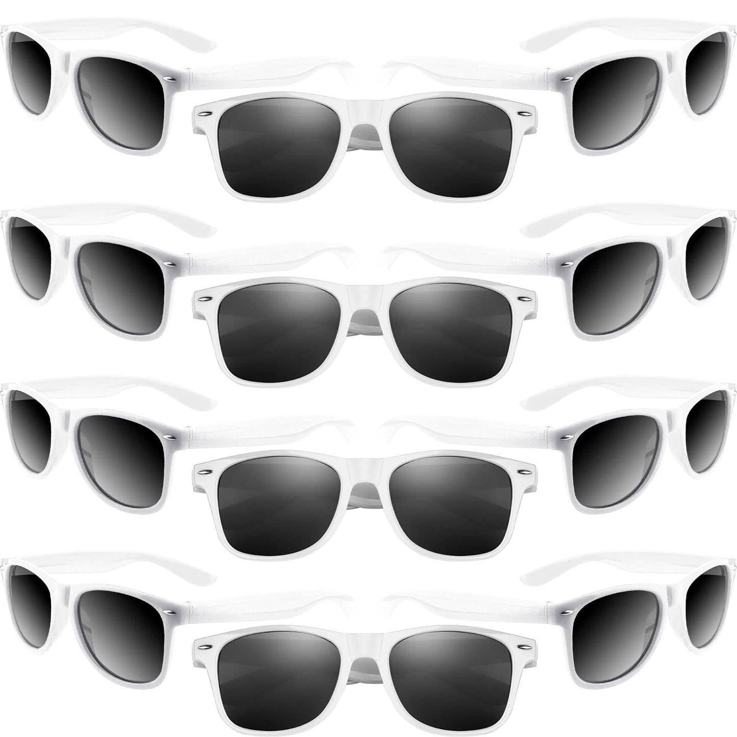 Miahart 12 Pack Kids Party Sunglasses Bulk Summer Party Favors Retro Glasses For Boys And Girls Birthday Party Supplies, White