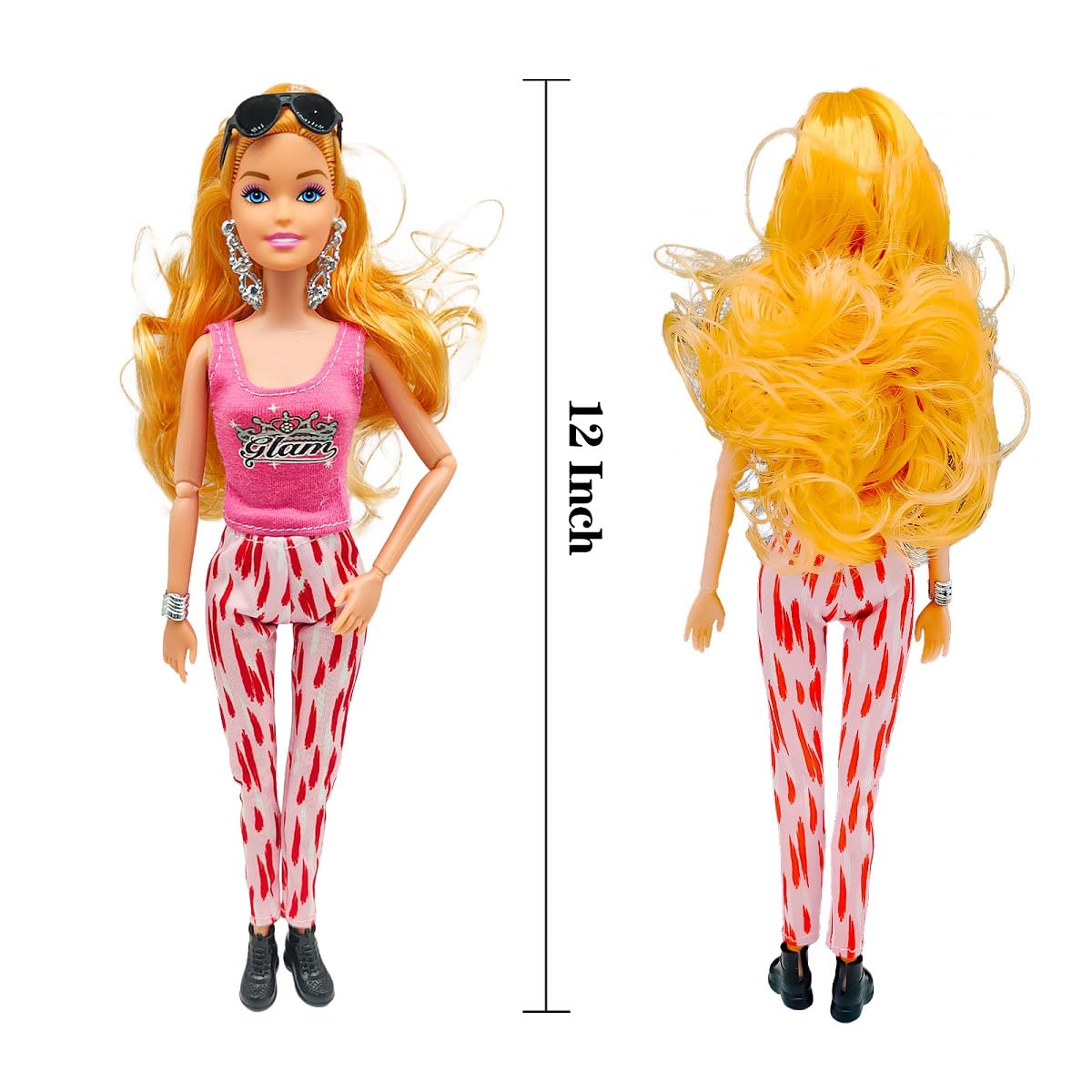 Flfuatt Stylish Fashions Girls Doll Toys, The Ultimate Fashionista Doll For Trendy Kids, 11.5 Inch Fashion Doll (Pink Vest)