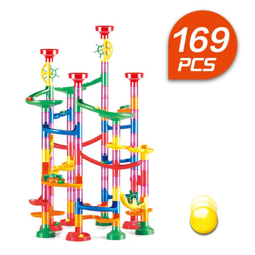 Marble Run Roll - Educational Construction Maze Block. Big Circle and Double Back Pieces for More Hang Time - 169 Pieces. Ages 3 Years and up