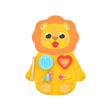 Monlurd Wooden Lion Sensory Wall Toy, Busy Board For Toddlers, Montessori Sensory Wall Panel For Kids, Ideal For Classroom, Play