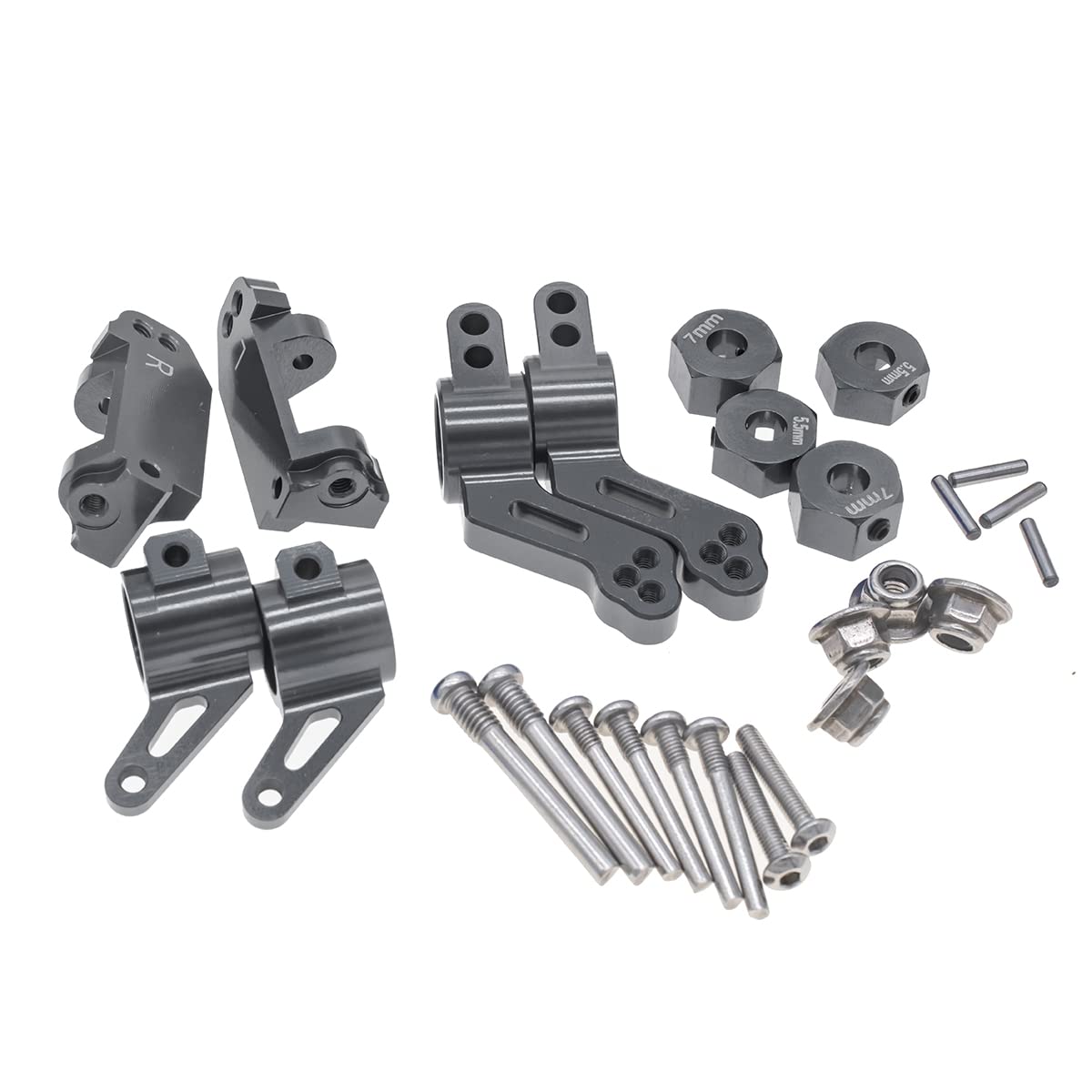 Aluminum Front&Rear Suspension A-Arms Caster Steering Blocks Stub Axle Carriers for Traxxas 2WD 1/10 Slash, Stampede, Rustler, N