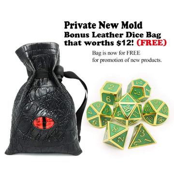 Haxtec Glow in The Dark Glowing Blue Metal Dice Set D&D W/Dragon Dice Bag 7PCS DND Dice Set for Dungeons and Dragons RPG Games-G