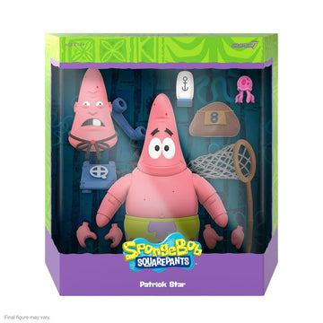 Super7 ULTIMATES! Spongebob Squarepants Patrick Starr - 7'' Spongebob Action Figure with Accessories Classic Cartoon Collectible