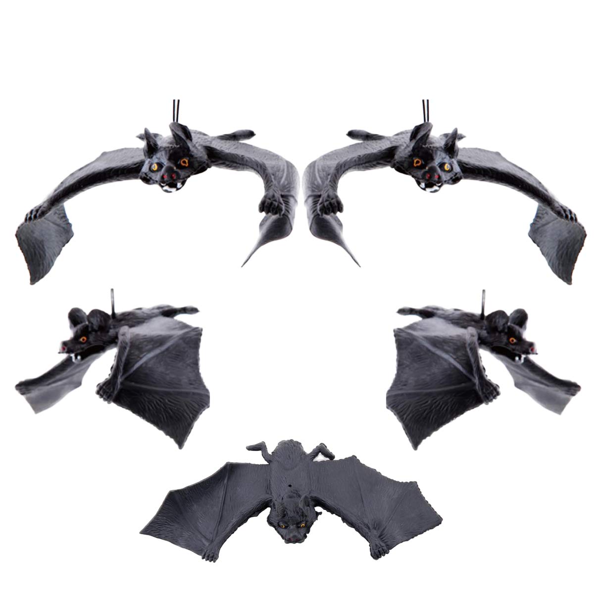 Akoak Very Ugly Rubber Bat, Halloween Decoration Prank Toy Simulation Hanging Bat,Pack Of 5