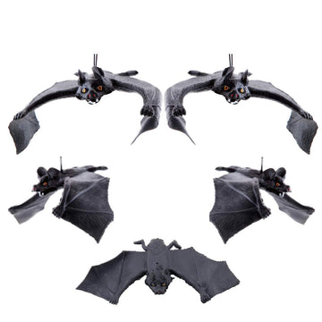 Akoak Very Ugly Rubber Bat, Halloween Decoration Prank Toy Simulation Hanging Bat,Pack Of 5