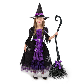 Spooktacular Creations Halloween Fairytale Witch Dress For Kids, Girls Cute Witch Costume Deluxe Set With Broom For Toddler Hall