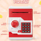 Piggy Bank For Girls Boys Large Electronic Money Coin Banks With Password Protection, Automatic Paper Money Scroll Saving Box, Great Gift For Kids (Red-White)
